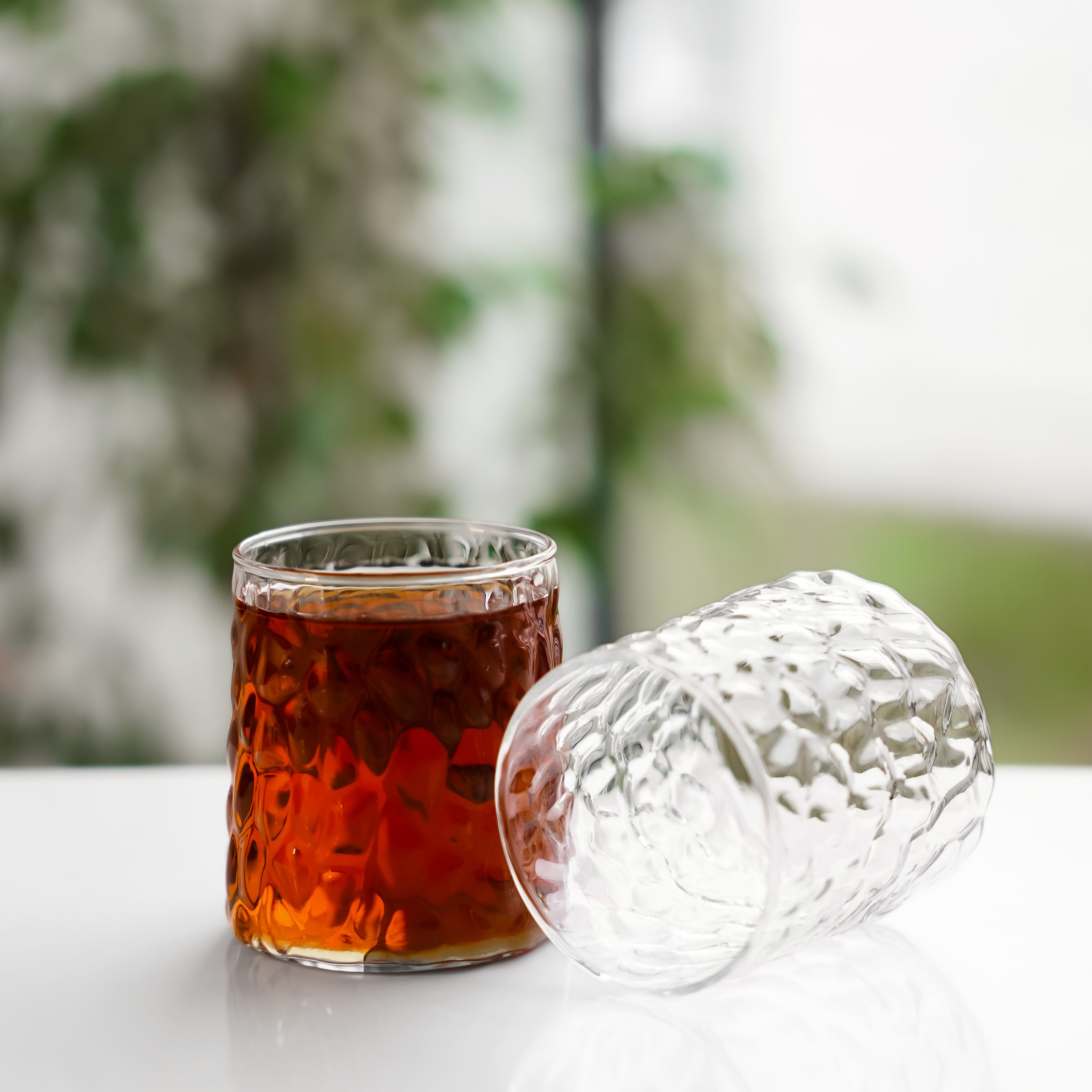 Almina Gläser-Set Damla, 6-tlg., Glas, 330 ml, Moderne Gläser mit Bubble-Design