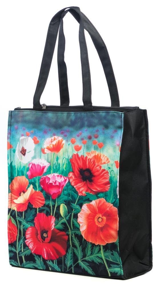 Luckyweather not just any other day Shopper Einkaufstasche Shopping Twinbag Motiv MOHNBLUMEN (1-tlg., 1 Stück Shopping Bag), Schultertasche beidseitig bedruckt mit Motiv bedruckt
