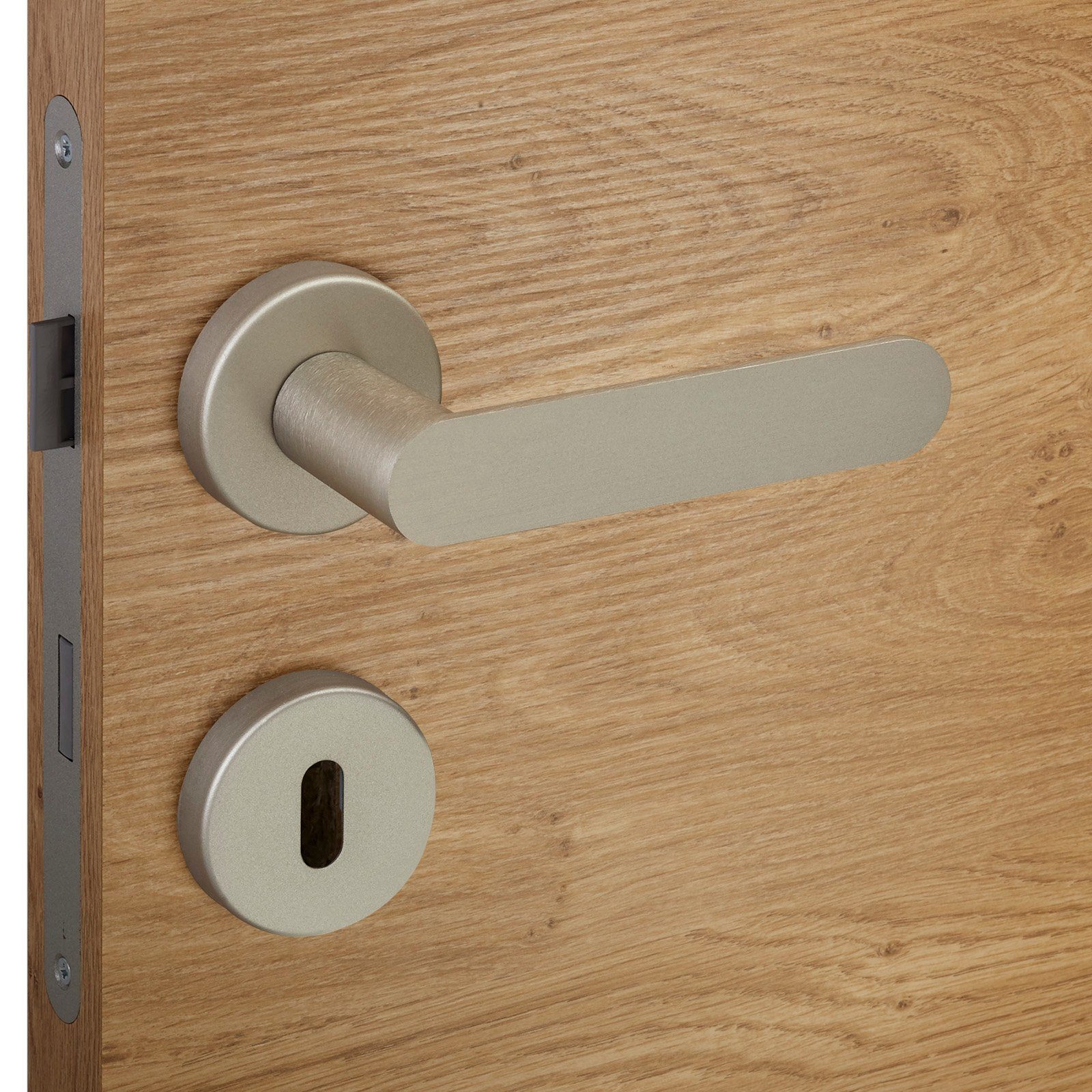 SO-TECH® Drückergarnitur Türdrücker SAM Aluminium Oval Rosette, Buntbart Türgarnitur für Zimmertür Edelstahloptik