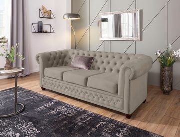 Home affaire Chesterfield-Sofa New Castle, mit hochwertiger Knopfheftung in Chesterfield-Design, B/T/H: 203/86/72