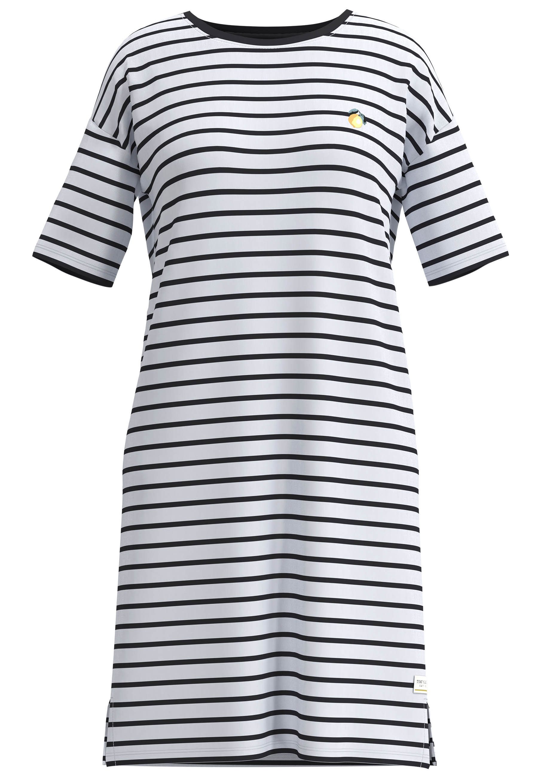 TOM TAILOR Nachthemd gestreift, knielang, Halbarm, Rundhalsausschnitt, Baumwollmix
