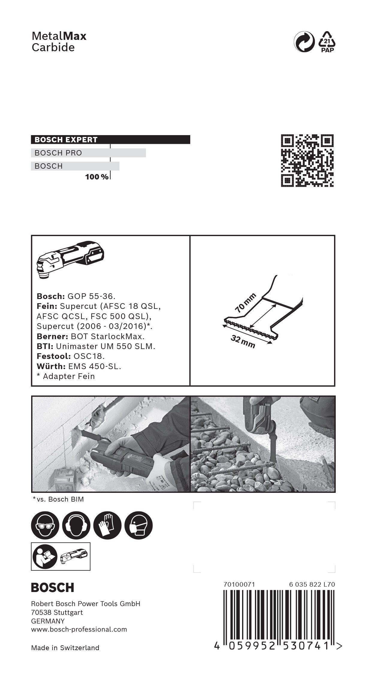 32 Expert MetalMax Tauchsägeblatt MetalMax 70 - AT, Carbide Expert mm 32 MAIZ BOSCH x