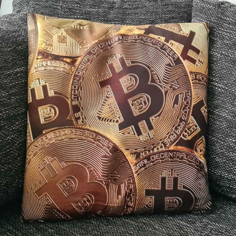 Tinisu Dekokissen Designer Kissenbezug Bitcoin - 45cm x 45cm