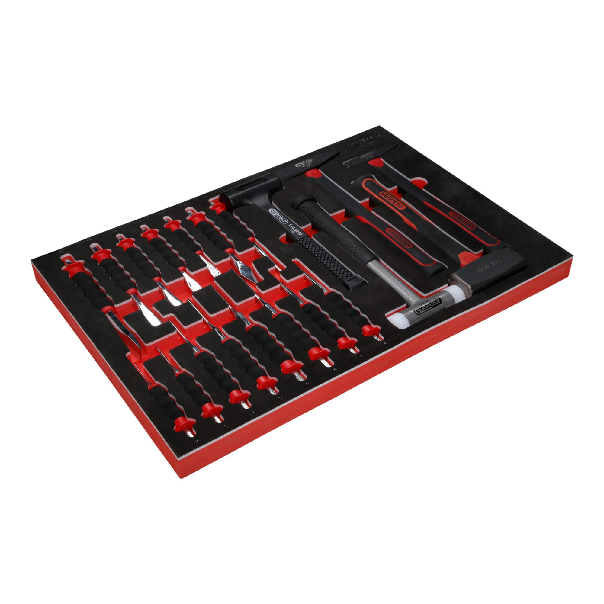 KS Tools Crimpzange KS Tools Hammer- / und Meißel-Satz in Schaumstoffeinlage, 20-tlg
