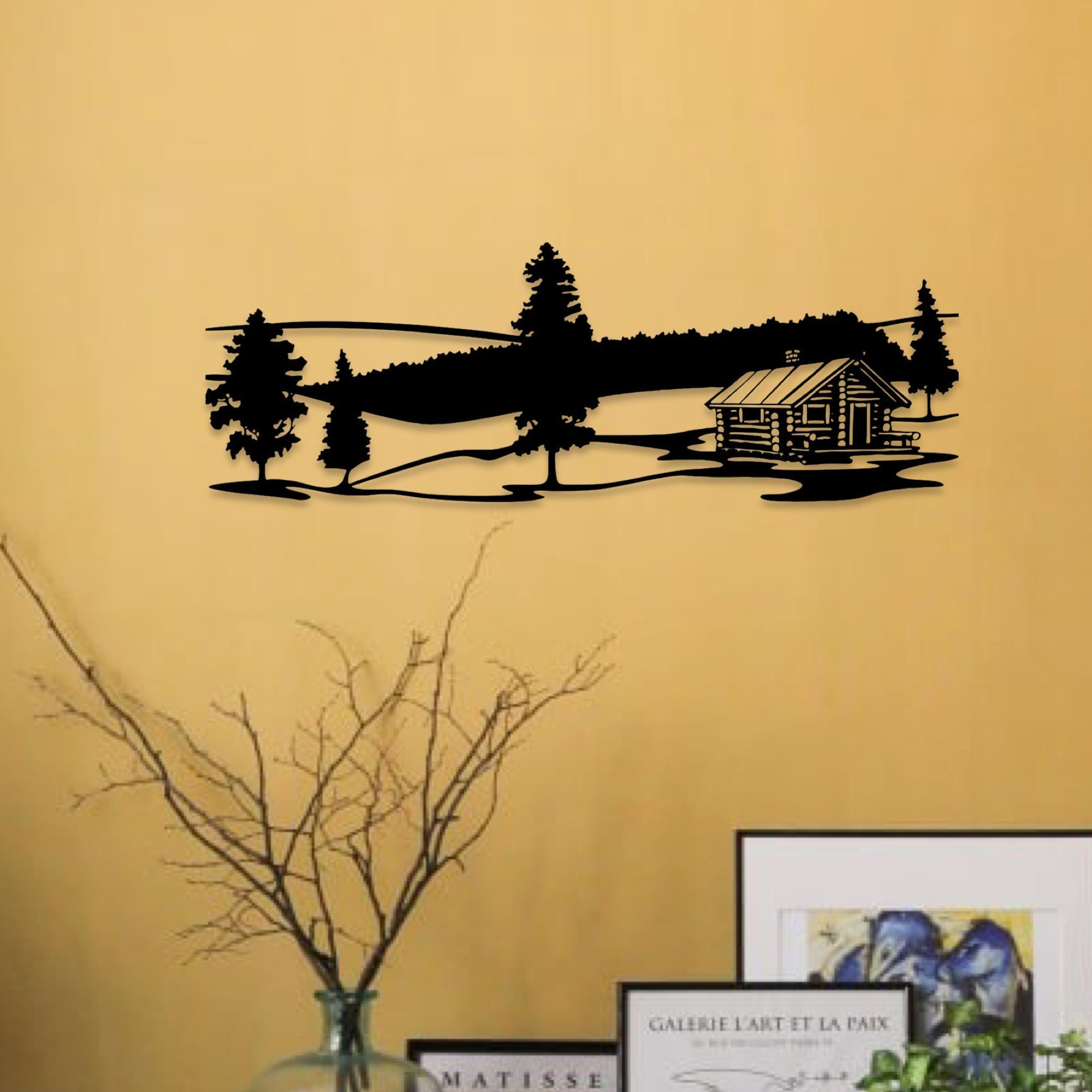 WoodFriends Wandbild aus Holz Berge Holzschild zum Aufkleben Berglandschaft Deko, Wandkunst Geburtstagsgeschenk Bergsteiger Wandern Berghütte Bergwiese