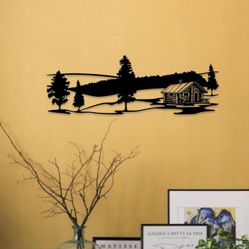 WoodFriends Wandbild aus Holz Berge Holzschild zum Aufkleben Berglandschaft Deko, Wandkunst Geburtstagsgeschenk Bergsteiger Wandern Berghütte Bergwiese
