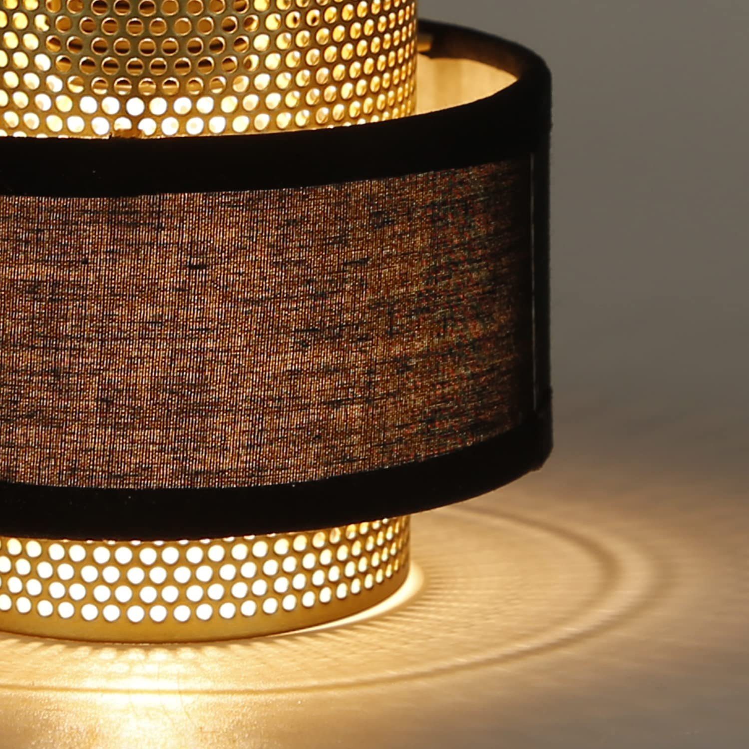 Goldfolie Hängeleuchte – Hut-Kronleuchter Im Schwarzgold-Design, Höhenverstellbar Mit LED