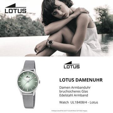 Lotus Quarzuhr Lotus Damen Uhr Elegant L18408/4, Damen Armbanduhr rund, Edelstahlarmband silber
