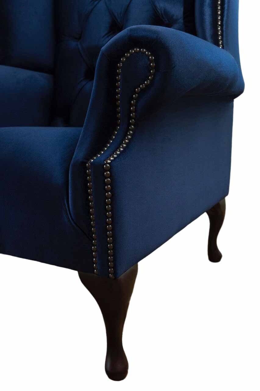 Ohrensessel 1 Blauer Couch Europe Chesterfield In Royal Made JVmoebel Ohrensessel Textil, Sofa Sitzer