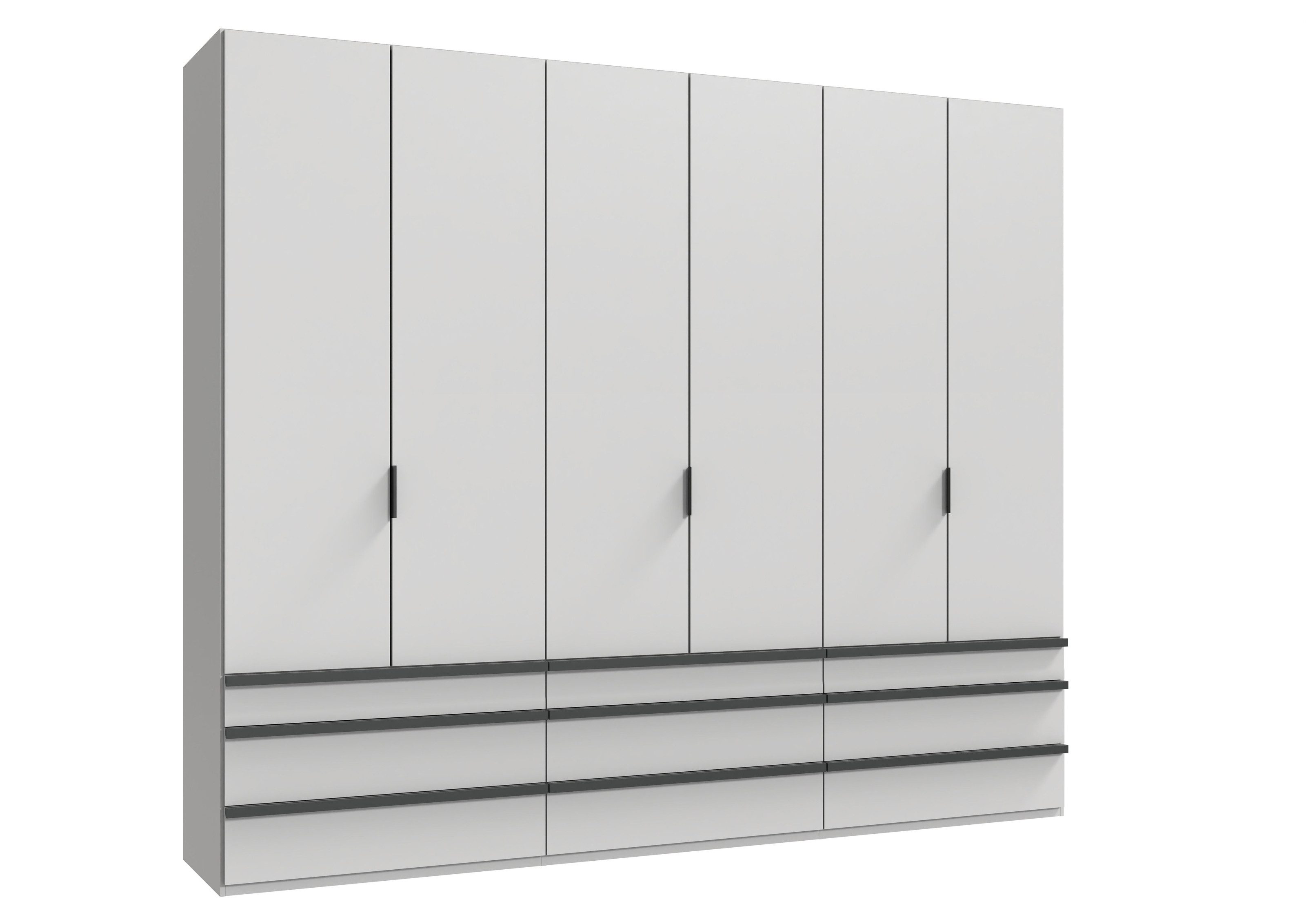freiraum Falttürenschrank OXFORD in WEISS mit Schubladen - 300x236x58cm (BxHxT)