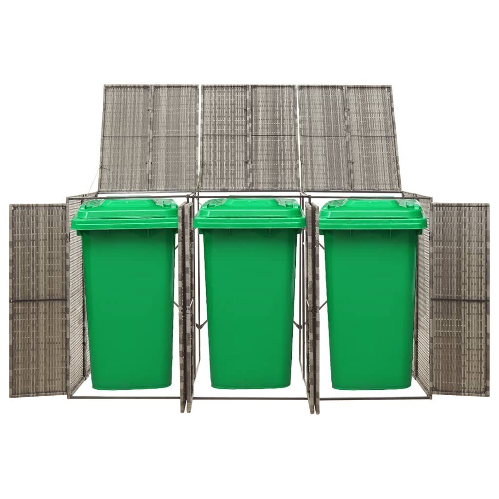 vidaXL Mülltonnenbox 3 Tonnen Mülltonnenverkleidung Mülltonnenbox grau Polyrattan