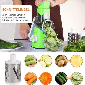 PFCTART Gemüseschneider 3 in 1 Handwalze Gemüsehobel Küchenhobel, 3 austauschbaren edelstahlklingen