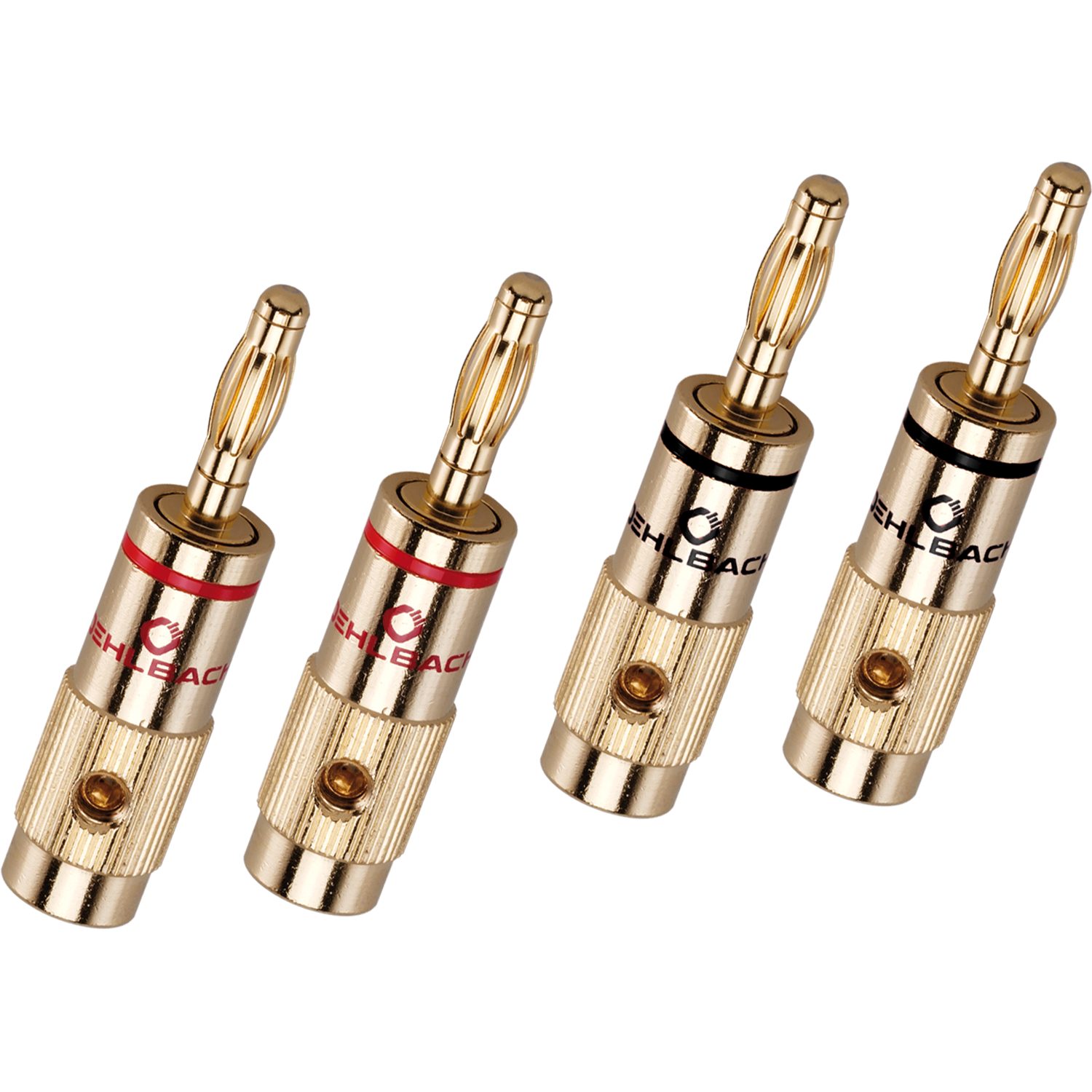 OEHLBACH Banana B1 Bananen-Stecker bis 10 mm², 4 Stück Audio-Adapter Bananen Stecker, Vollmetall, Perfekte Kontaktsicherheit