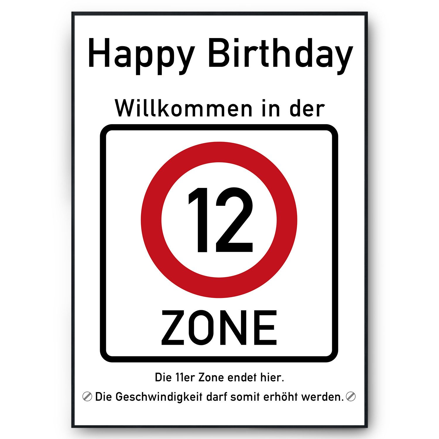 Tigerlino Poster 12. Geburtstag Geschenk Verkehrszeichen günstig online kaufen