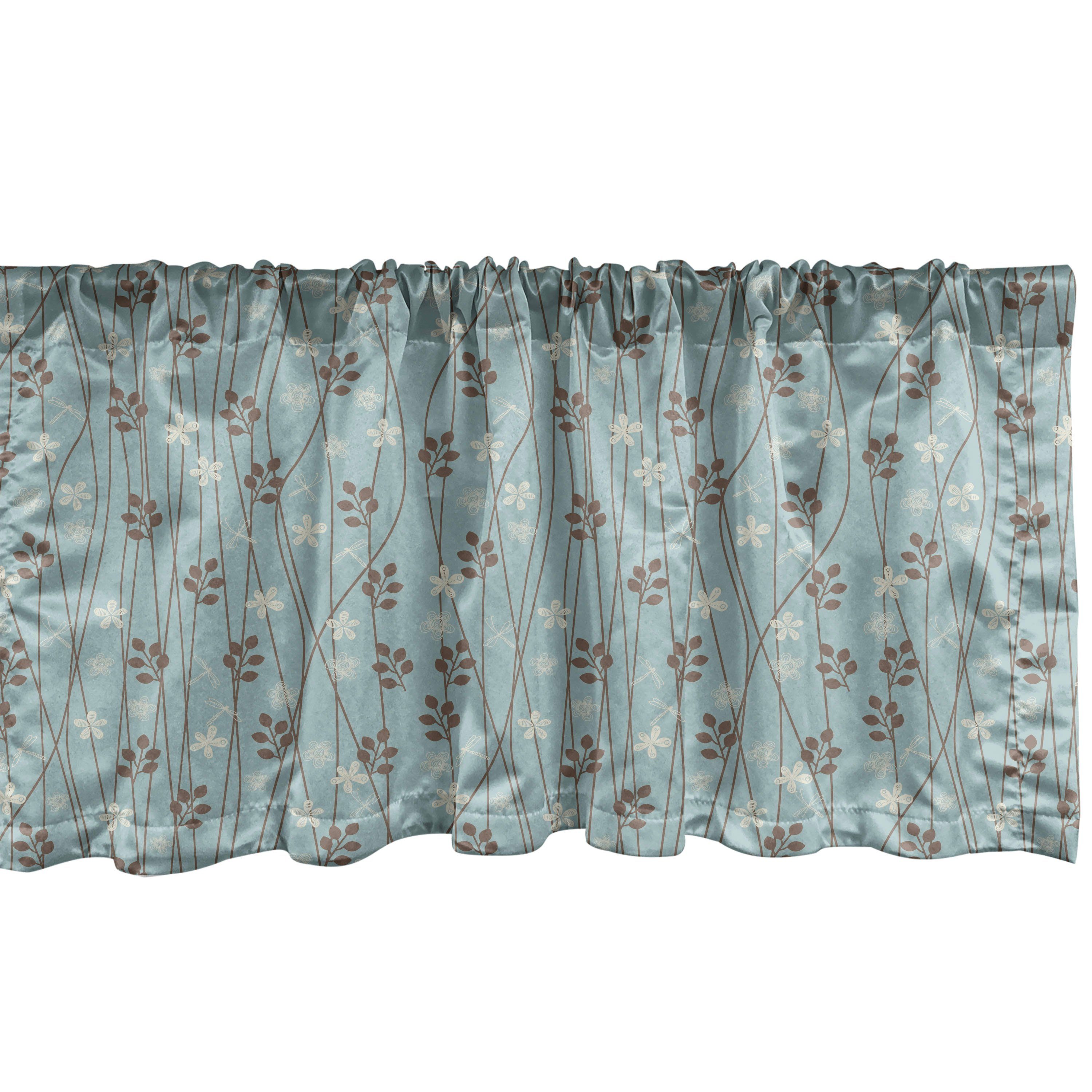 Scheibengardine Vorhang Volant für Küche Jahrgang Microfaser, mit Stangentasche, Garden Rustic Dekor Abakuhaus, Schlafzimmer Floral