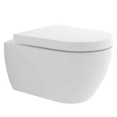Alpenberger Tiefspül-WC Dusch WC + WC-Sitz D-Form, 2 in 1 BIDET & WC Taharet WC, Wandmontage, Abgang Waagerecht, Komplett-Set, WC & Bidet - Made in Europa