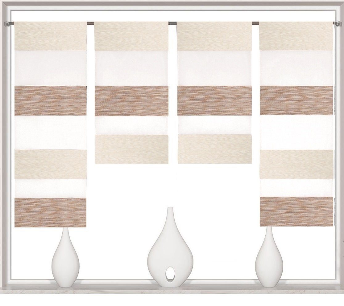 Clever-Kauf-24 Scheibengardine 4-teiliges Mini-Flächenvorhang-Set in beige günstig online kaufen
