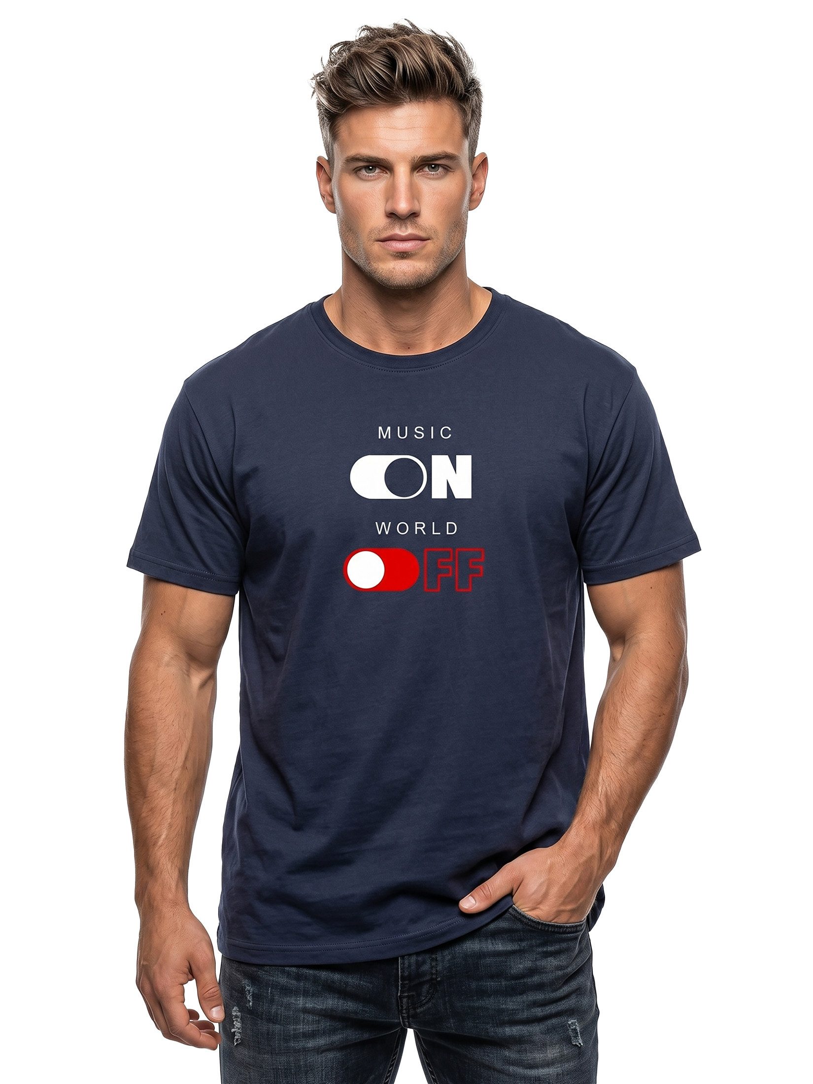 MAKAYA T-Shirt Lässiges Musik Printshirt für Herren – DJ & Band Motiv (Schwarz, Blau, Grün, Grau, Blaugrau, S, M, L, XL, XXL, XXXL, XXXXL, XXXXXL) Baumwolle