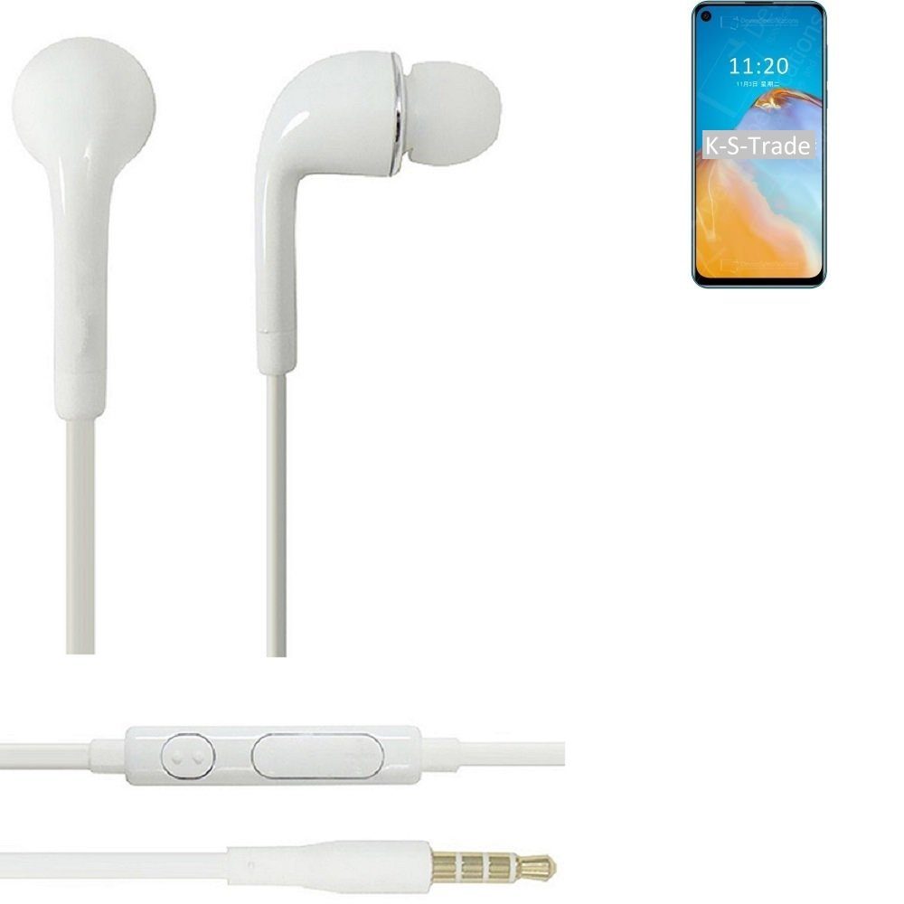 K-S-Trade für Coolpad Cool S In-Ear-Kopfhörer (Kopfhörer Headset mit Mikrofon u Lautstärkeregler weiß 3,5mm)