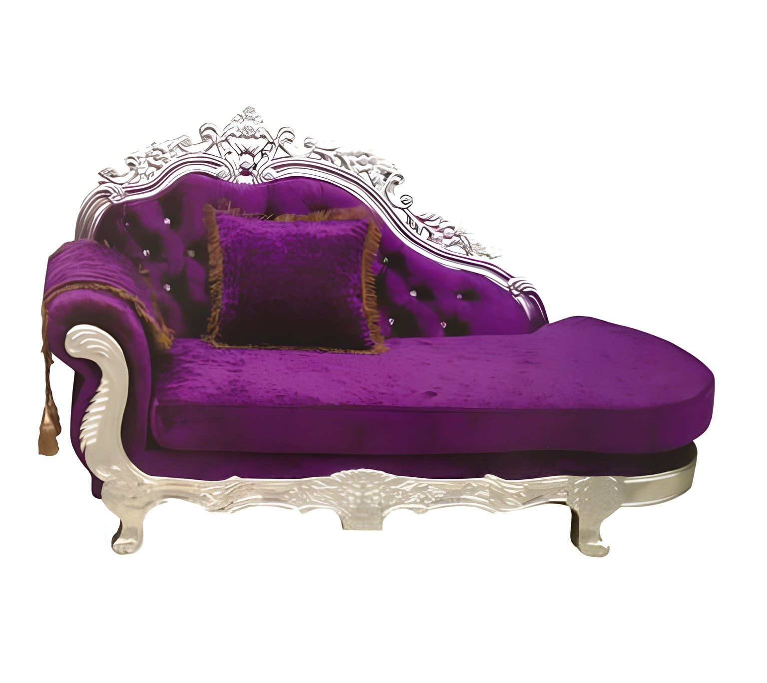 JVmoebel Chaiselongue Chesterfield Chaiselongue in Lila mit silbernen Füßen, 1 Teile, Made in Europa