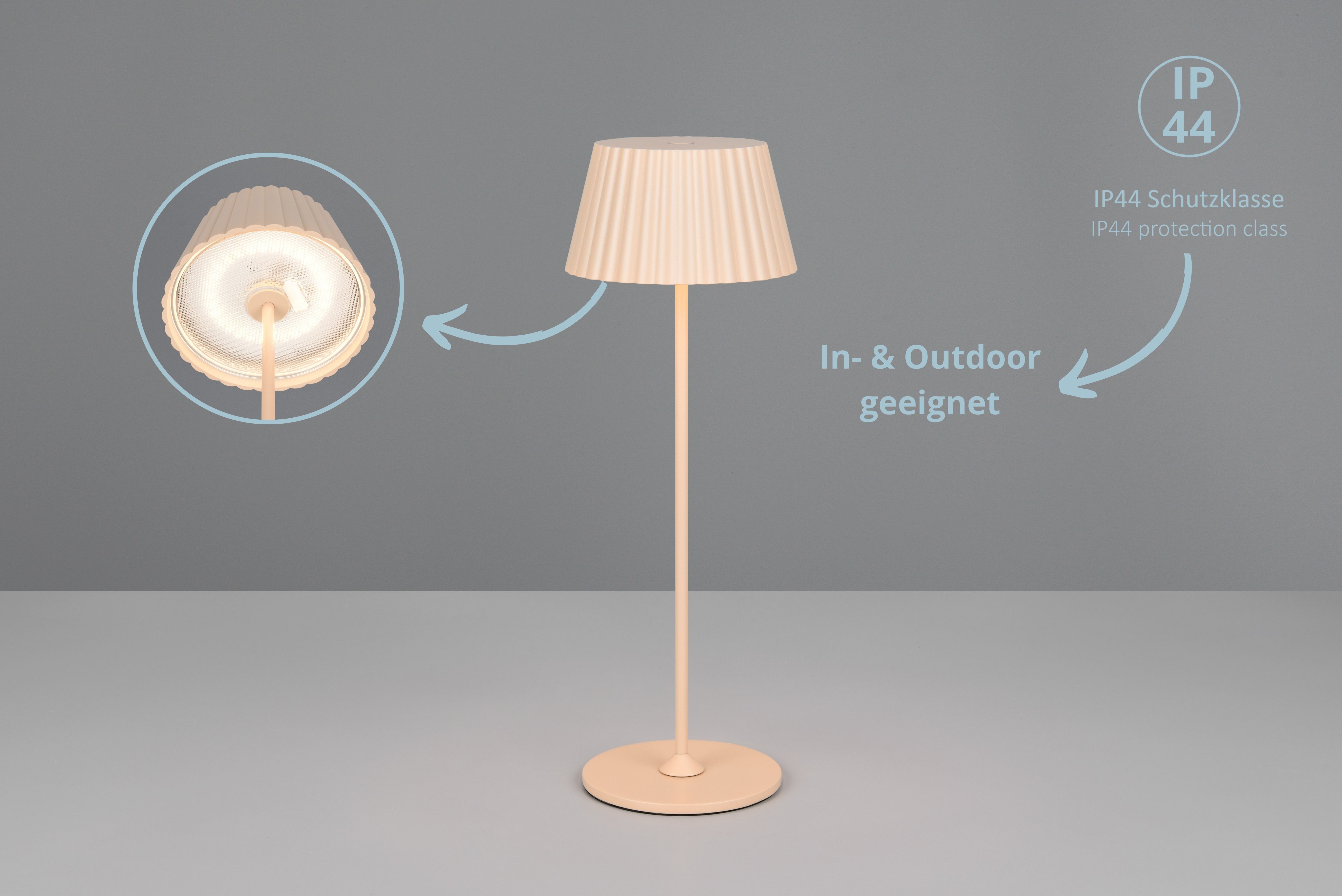 lightling LED Tischleuchte Suela, LED fest integriert, On/Off Touch Funktion, Dimmer, USB Anschluss, inkl. Ladestation