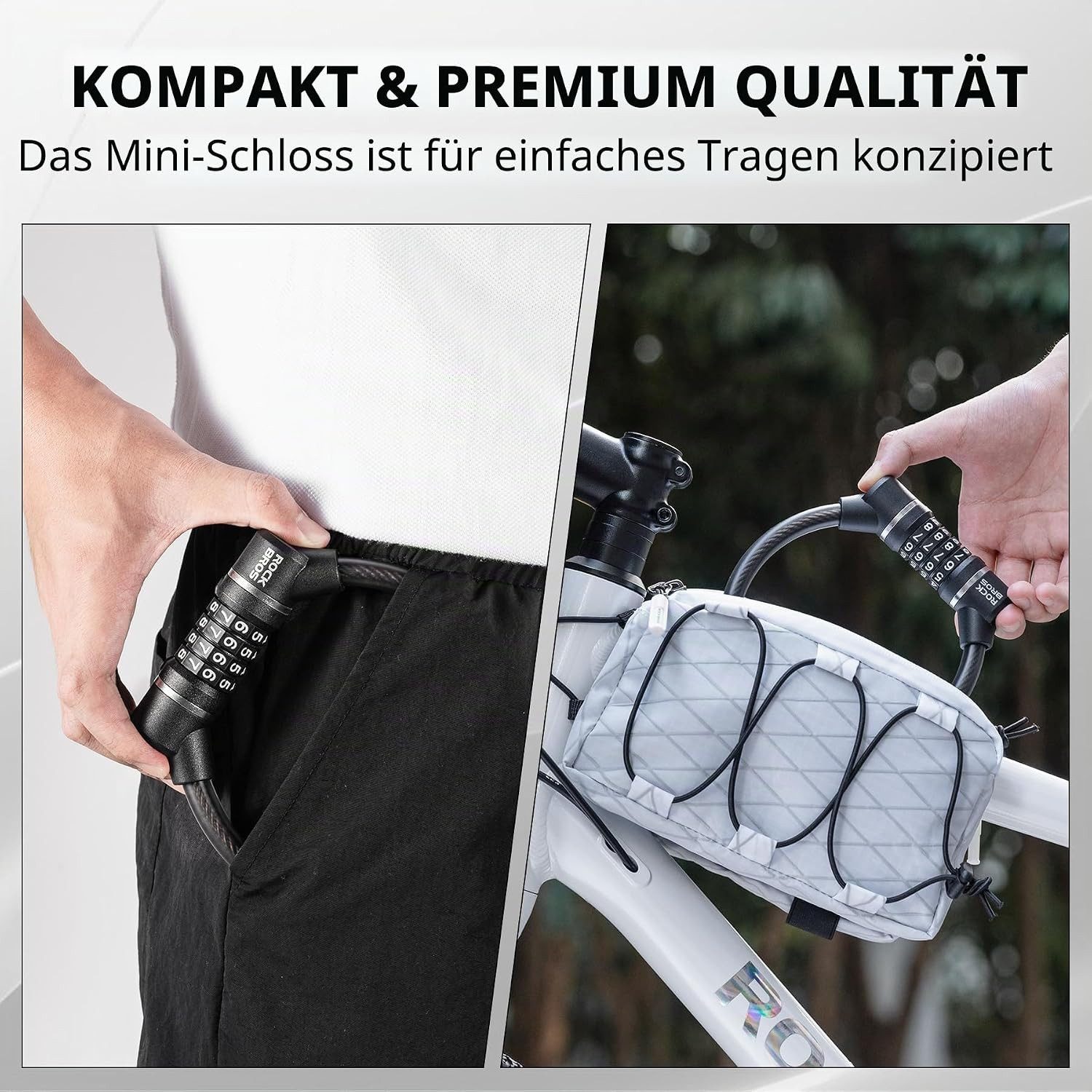 ROCKBROS Faltschloss Kabelschloss mit Zahlencode 11,62 mm für Fahrräder