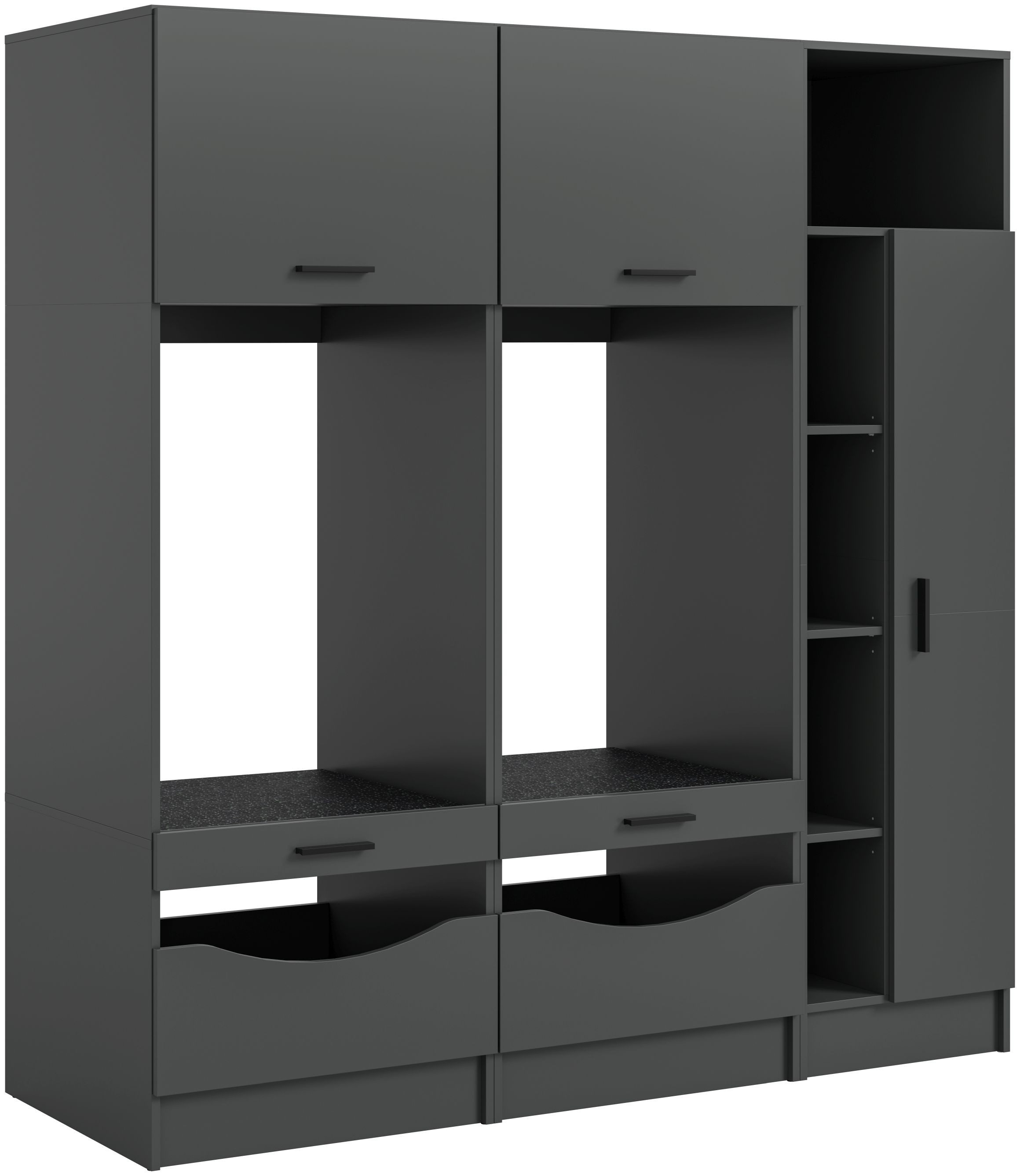 xonox.home Aufsatzschrank (3tlg. Set inkl. Universalschrank, Waschmaschinenschrank) anthrazit Nachbildung Melamin beschichtet modern 182x195x68 cm