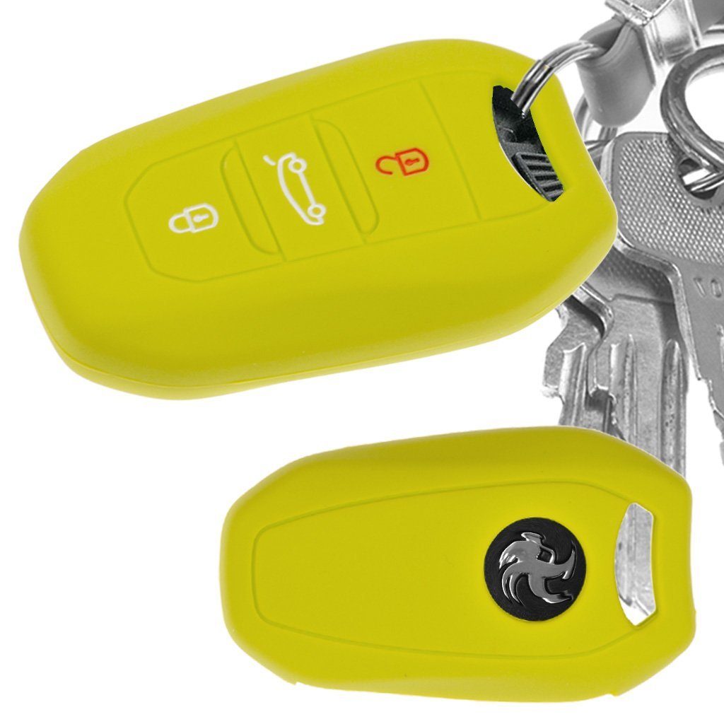 mt-key Schlüsseltasche Autoschlüssel Softcase Silikon Schutzhülle Apfelgrün, für Citroen C4 DS4 DS6 DS5 DS7 Peugeot 208 508 2008 4008 KEYLESS | Schlüsseltaschen
