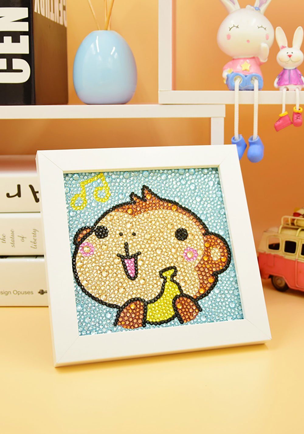 Vivi Idee Gemälde 5D DIY Diamant Painting Set mit Bilderrahmen, SX09 Affe, Geschenk für Kinder