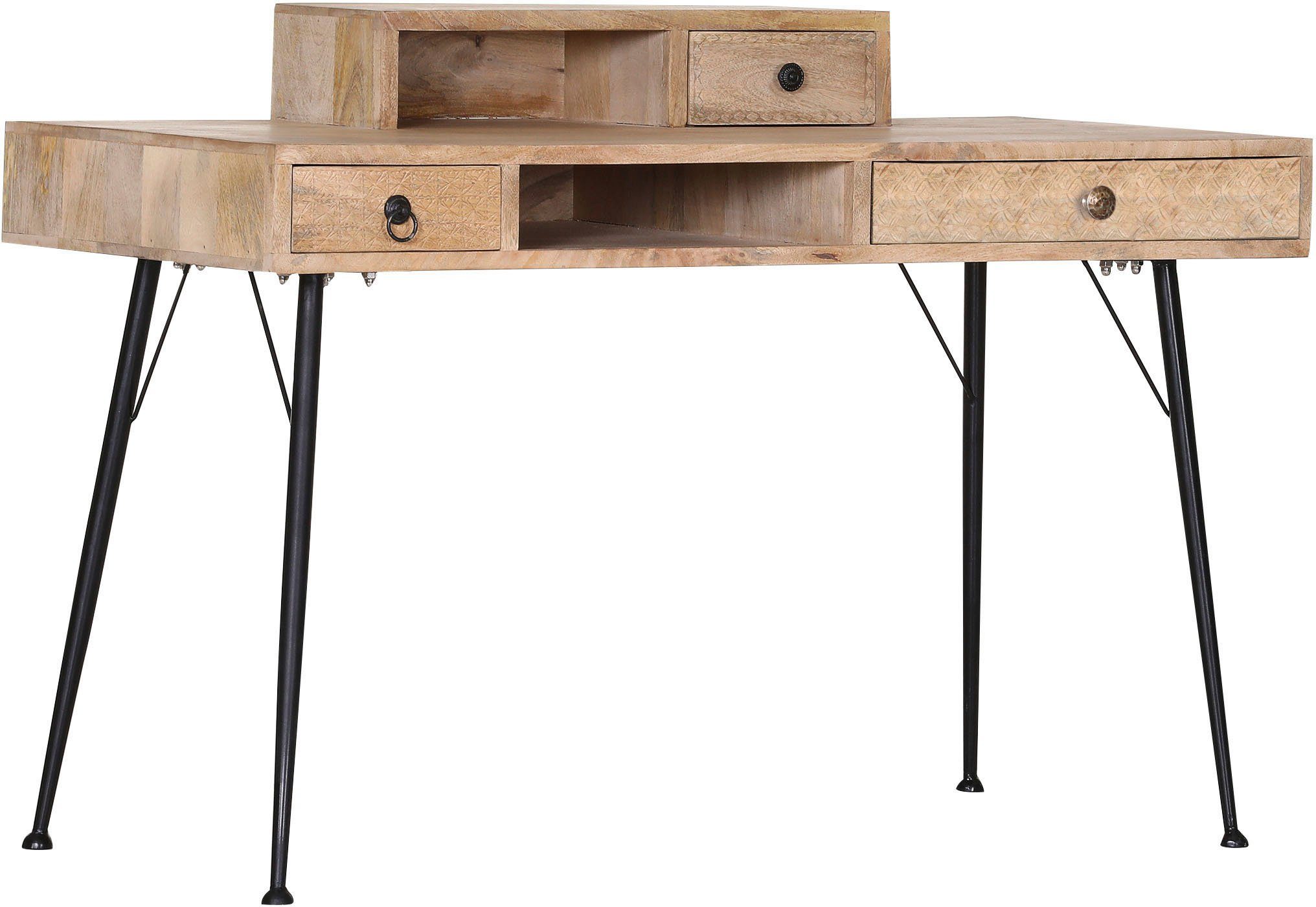 Gutmann Factory Schreibtisch Joyce, mit Massivholzplatte Mango