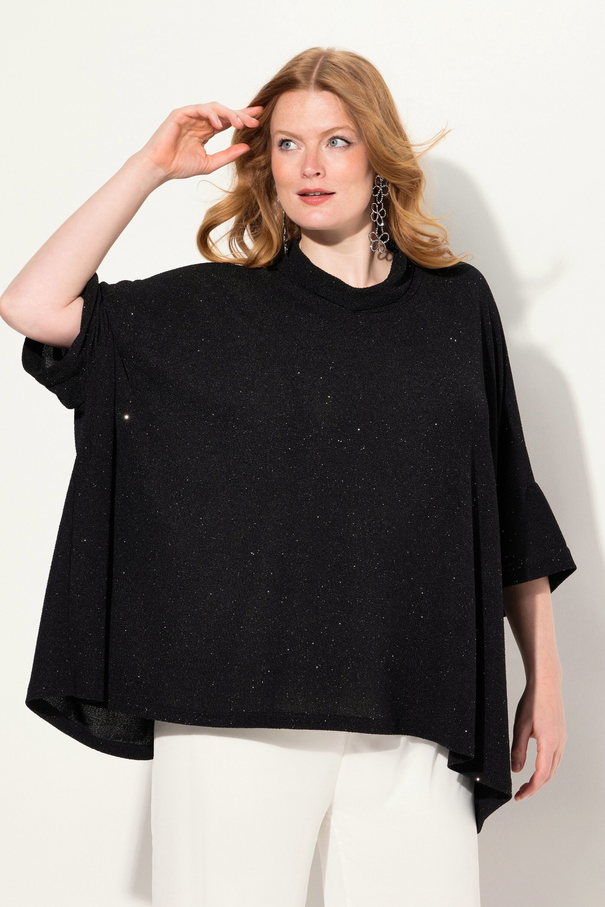 Ulla Popken T-Shirt Shirt oversized Glitzer-Effekt günstig online kaufen