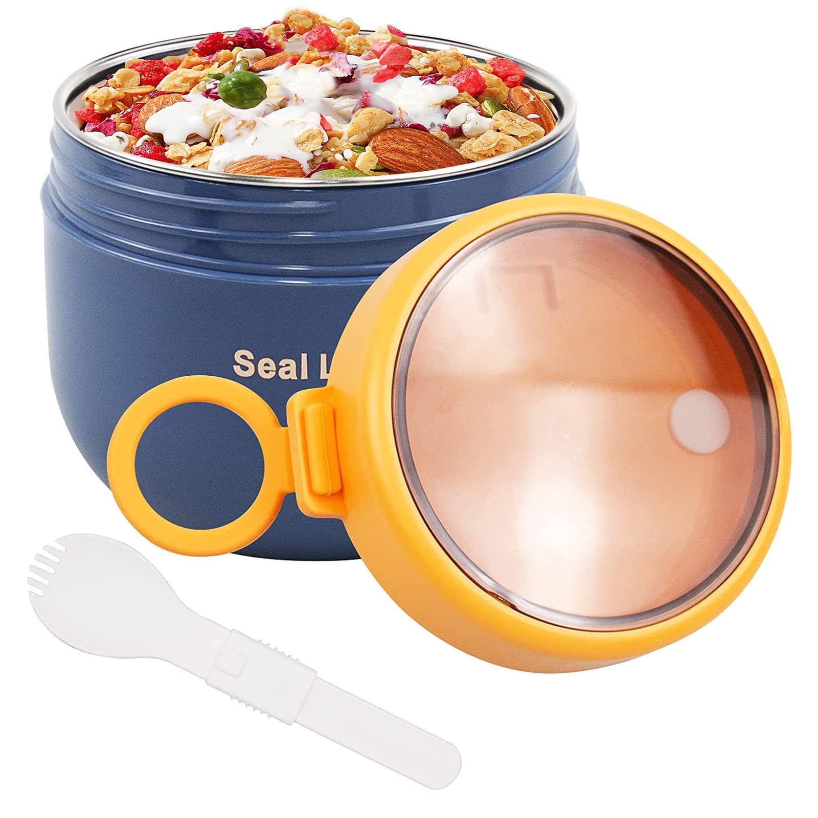 Coonoor Thermobehälter Für Essen Warmhalten 400ml Edelstahl Warmhaltebebehälter, Kinder auslaufsicherer Lunchbehälter mit Löffel