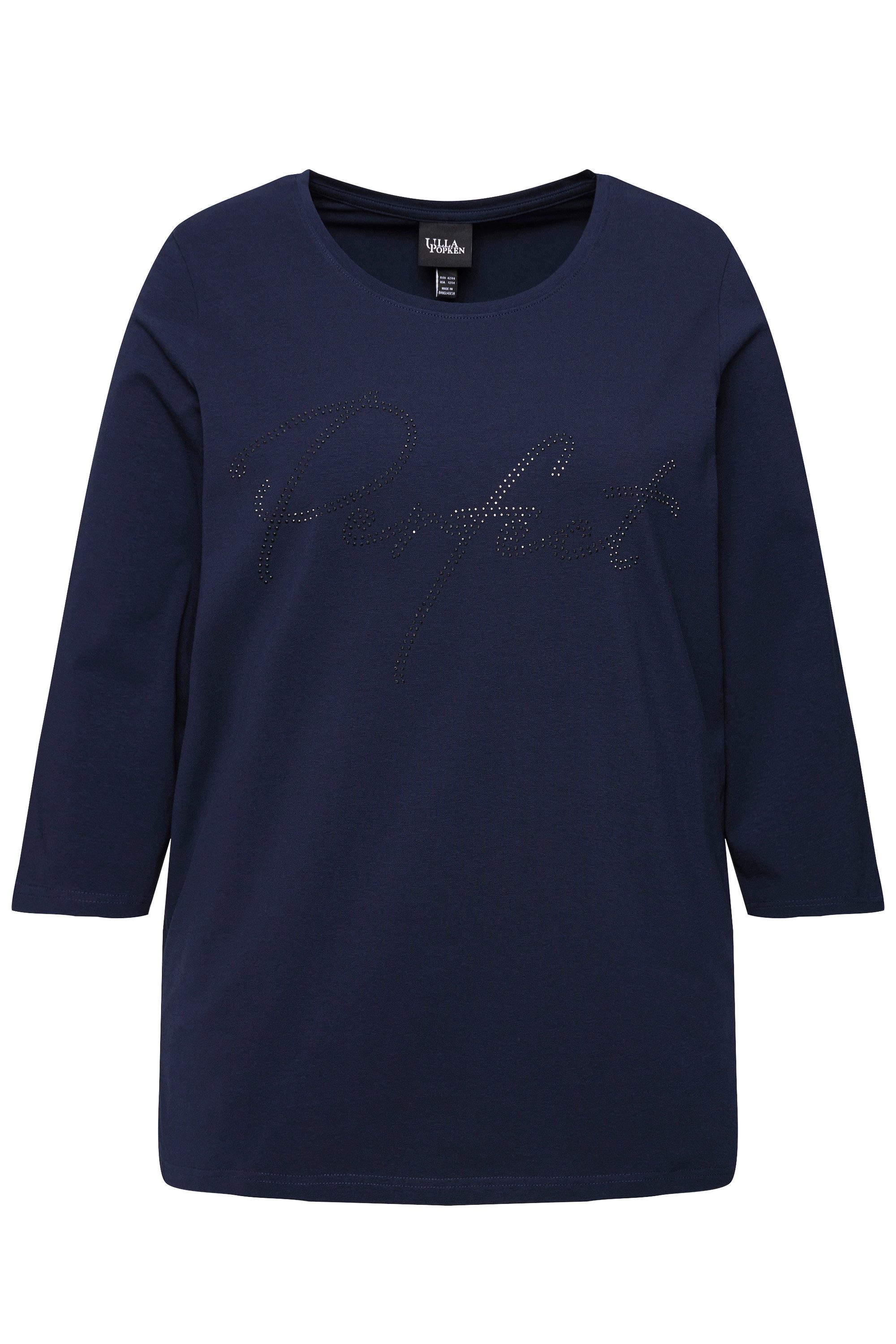 Ulla Popken T-Shirt Shirt Schriftmotiv Rundhals 3/4-Arm günstig online kaufen