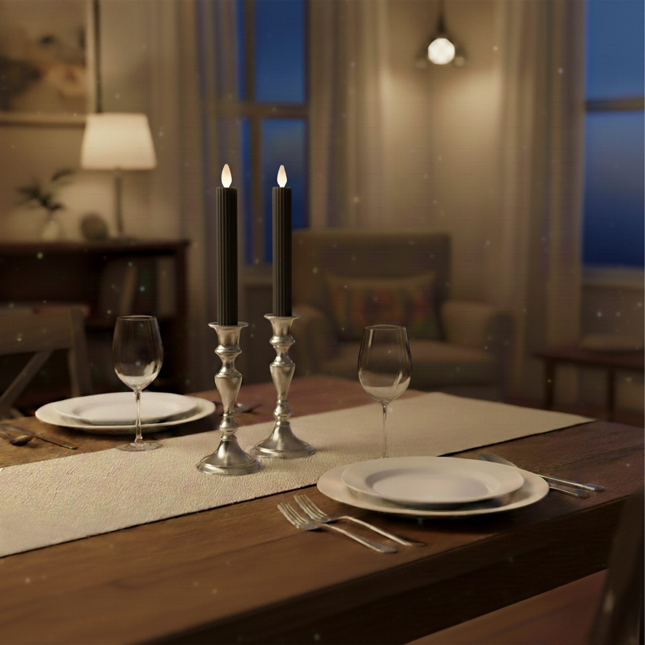 relaxdays LED-Kerze LED Stabkerzen 6er Set, schwarz
