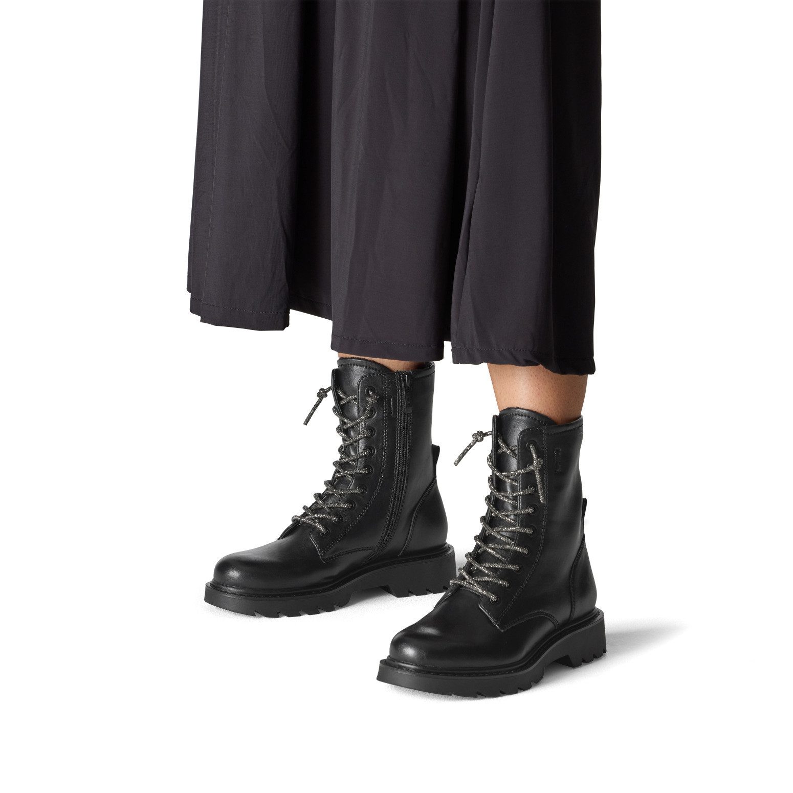 Tamaris Schnürstiefelette, Blockabsatz, Schnürboots mit glänzenden, elastis günstig online kaufen