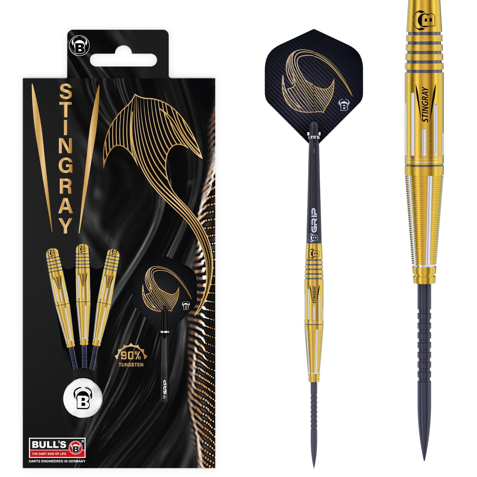 Dartpfeil BULL'S Stingray ST4, Steeldart, 90% Tungsten, 24g. gold