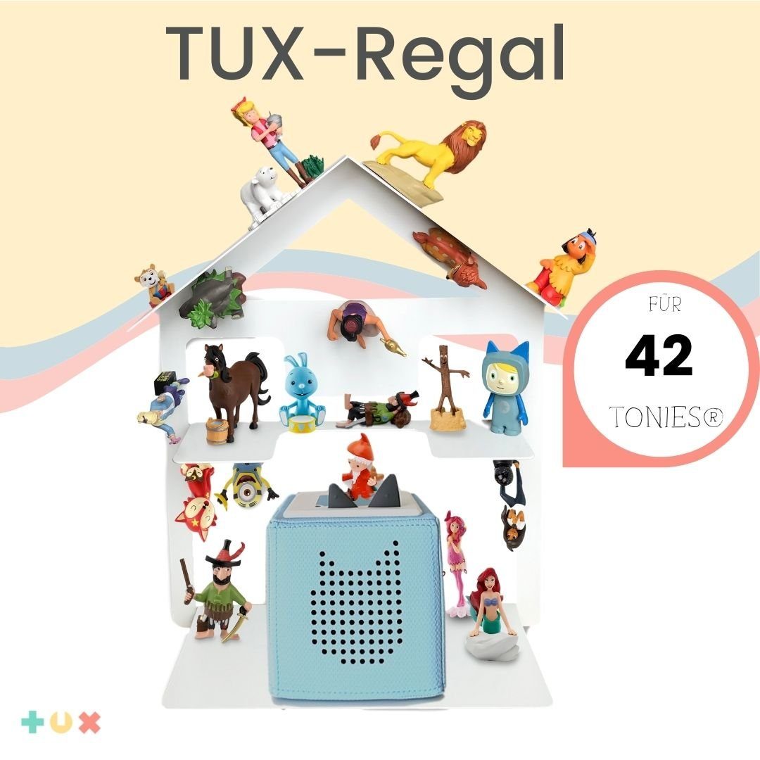 für Komplett-Set, Toniebox Tonies | Wandregal TUX-Regal Weiß "Haus", passend Made Weiß 42 in TUX Germany über für