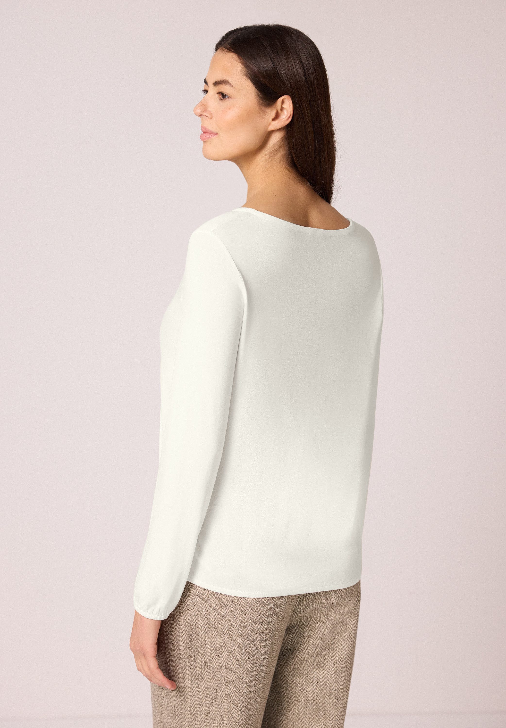 STREET ONE Langarmshirt mit abgerundetem V-Ausschnitt