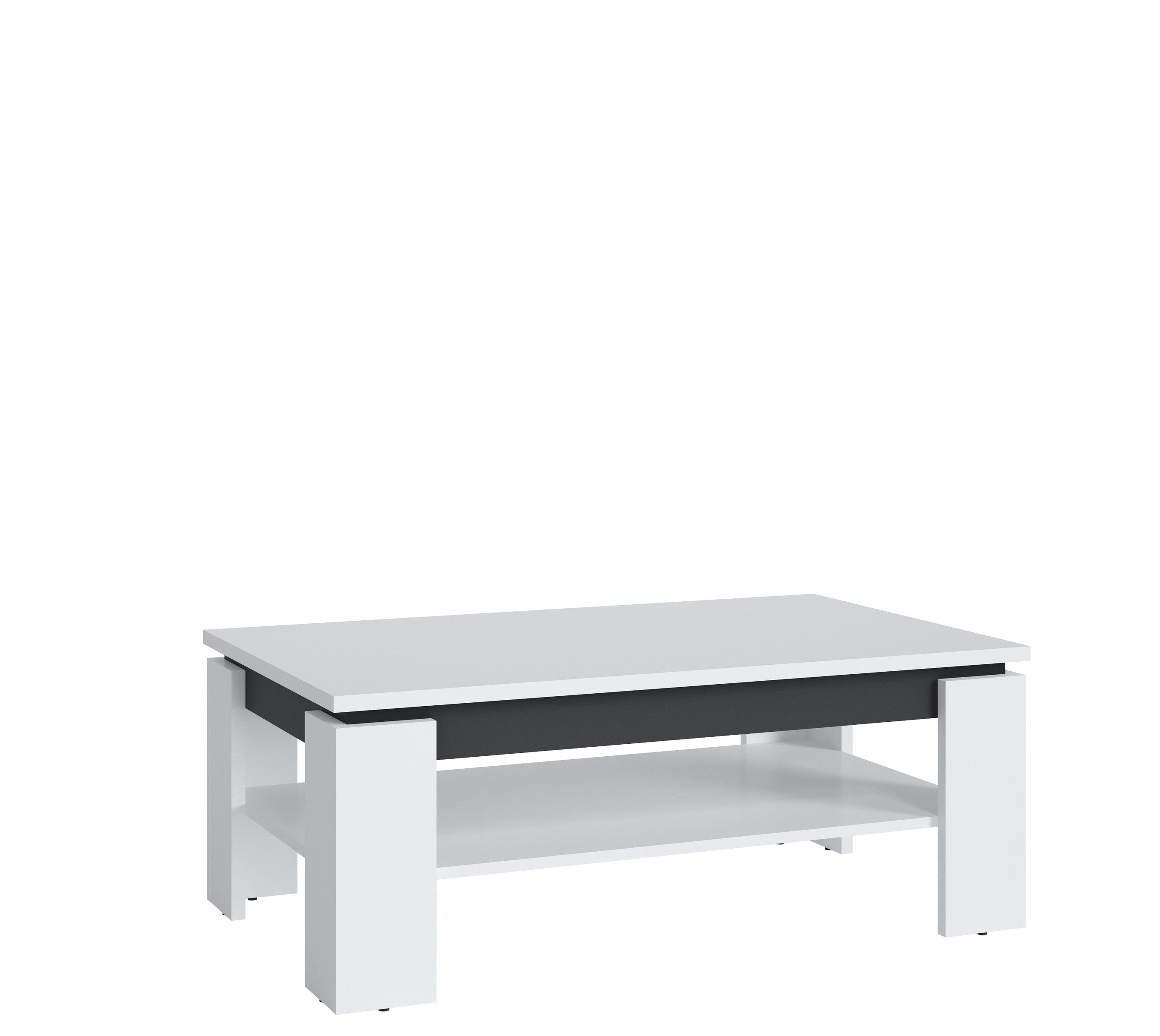 Meble Wójcik Couchtisch in Alpinweiß / Anthrazit Dekor - 110x43x67cm (BxHxT)