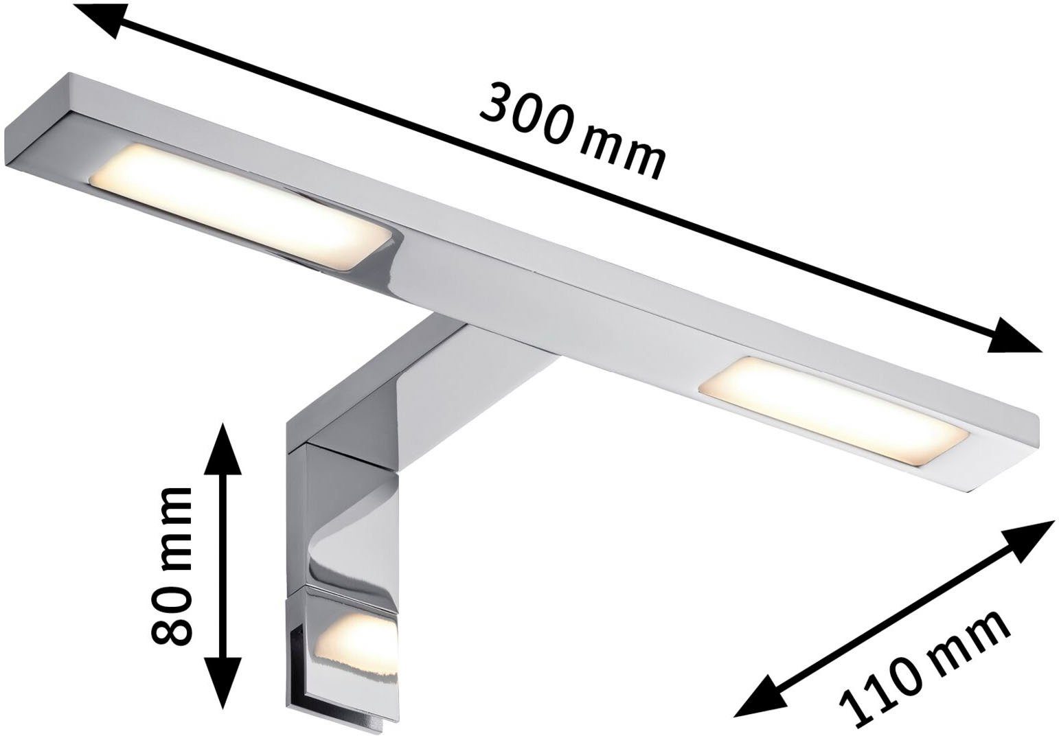 Paulmann Spiegelleuchte LED Galeria Spiegel- und Aufschrankleuchte Double Hook 2x3,2W Chrom, LED fest integriert, Warmweiß, LED Galeria Spiegel- und Aufschrankleuchte Double Hook 2x3,2W Chrom