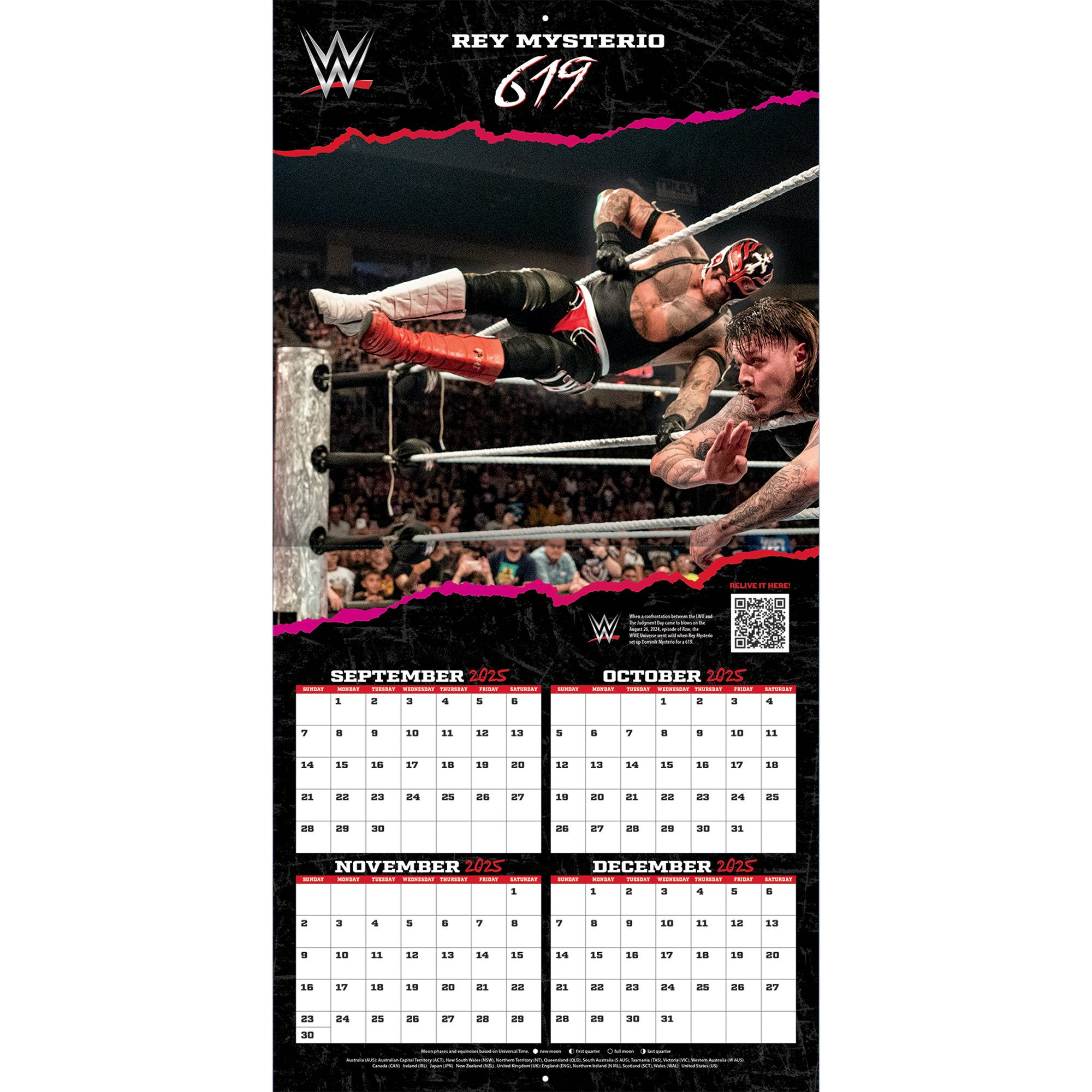 Turner Wandkalender Turner Spektakuläre Würfe WWE 30,5 x 30,5 cm Wandkalender 2026, 12- Monats- Format, Zusatzseite Januar - Dezember 2024