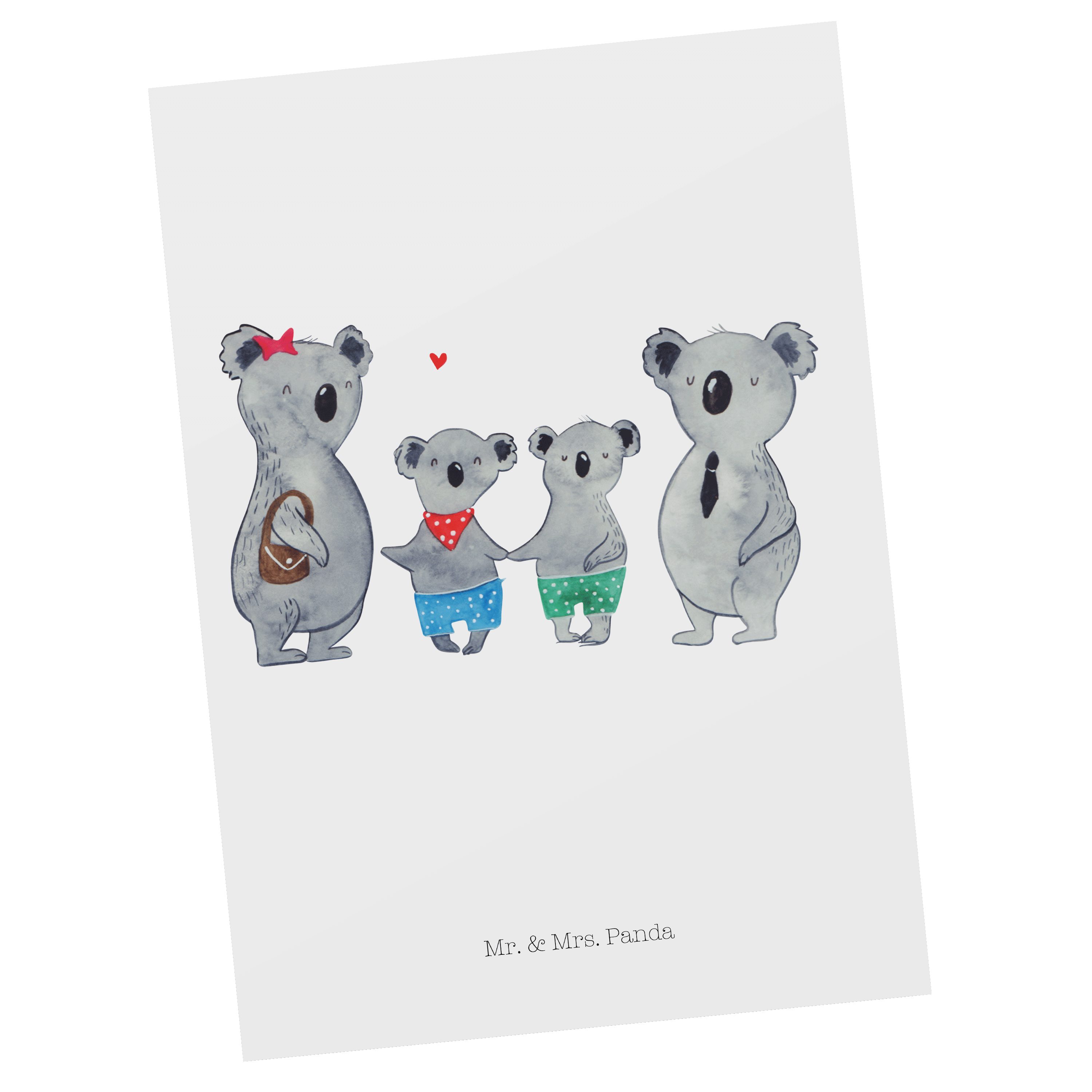 Mr. & Mrs. Panda Postkarte Koala Familie zwei - Weiß - Geschenk, Koalabär, Lieblingsfamilie, Sch