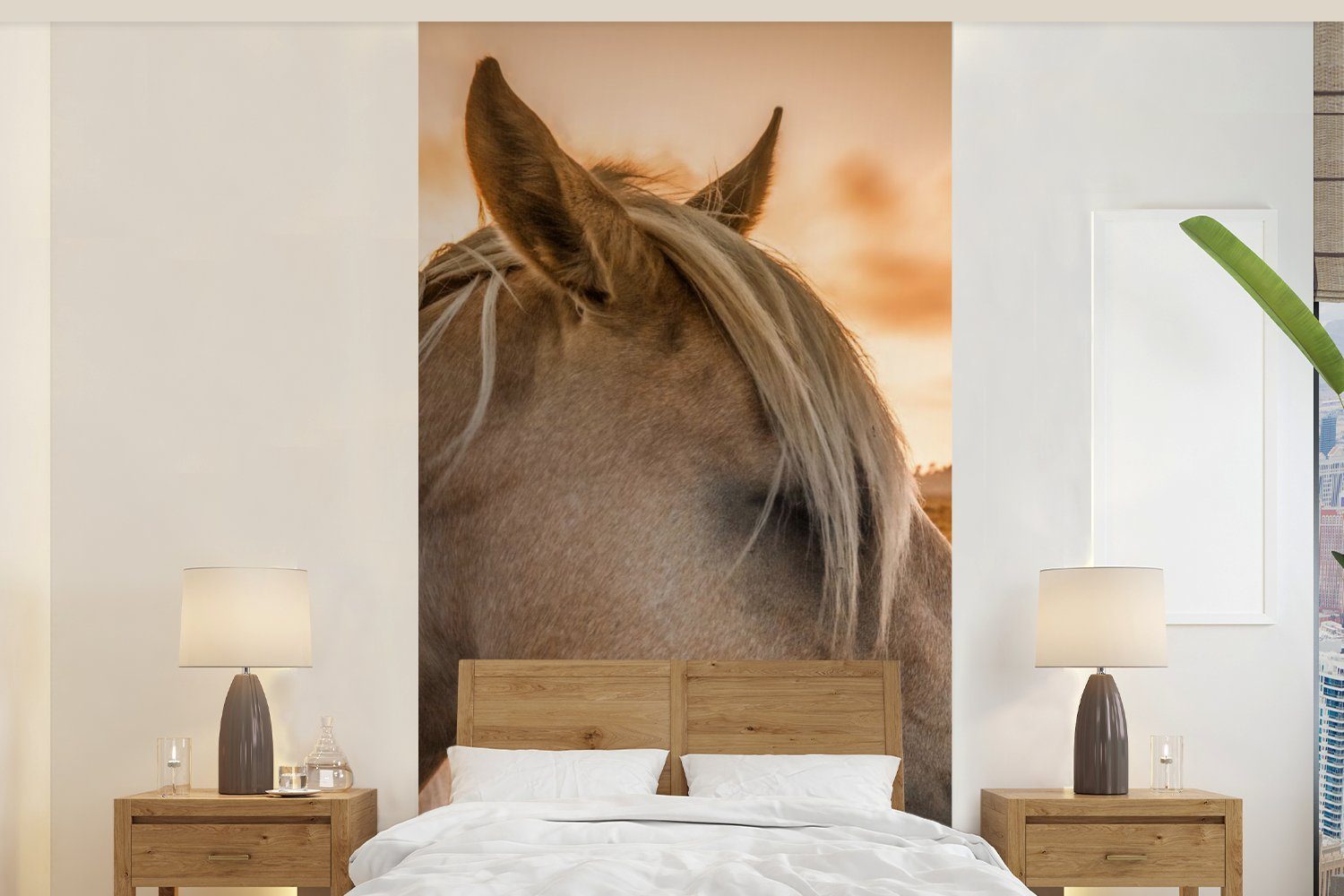 MuchoWow Fototapete Pferd - Vliestapete Porträt, Wohnzimmer bedruckt, Küche, Fototapete Tiere Matt, für St), (2 - Schlafzimmer
