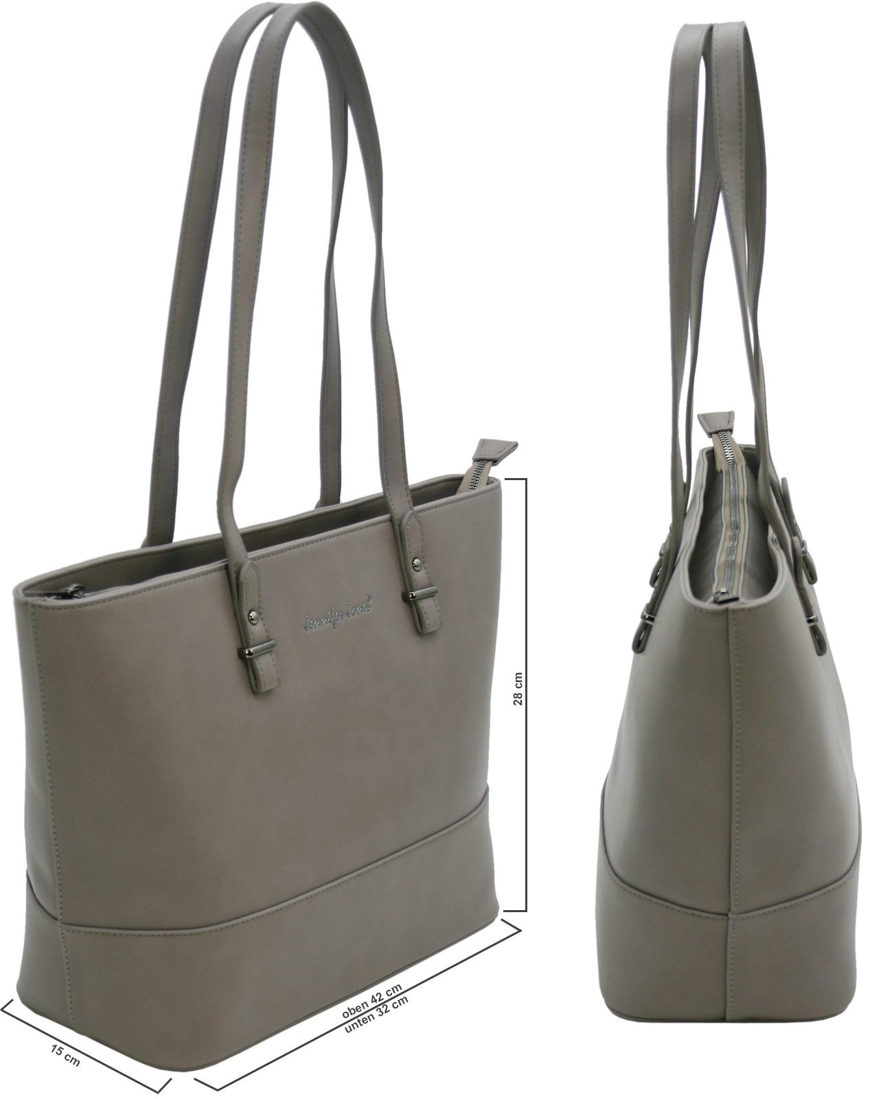 J JONES JENNIFER JONES Shopper Große Damen Schultertasche mit langen Tragegriffen, Reißverschluss, geräumiges Hauptfach