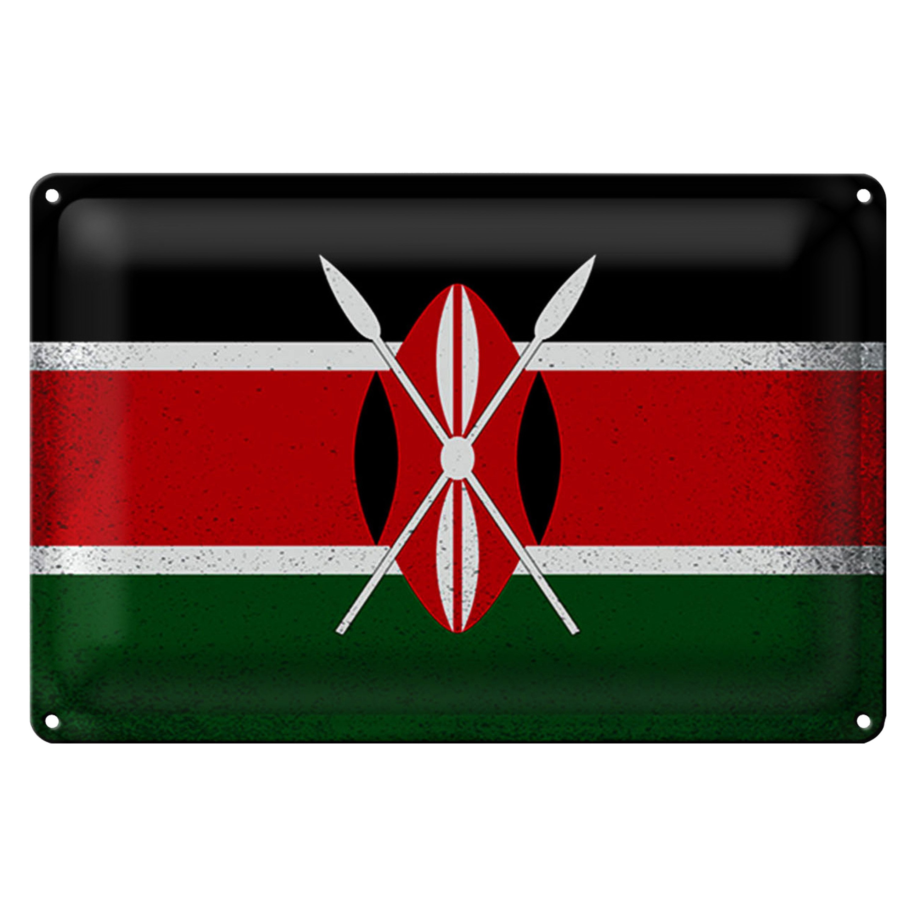 Roomando Metallschild Blechschild Flagge Kenia 30x20cm Flag of Kenya Vintage