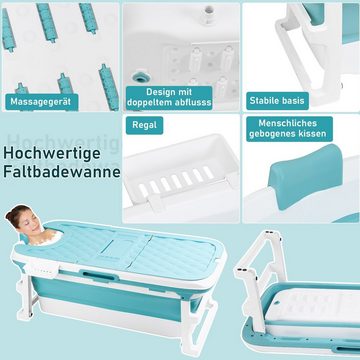 Randaco Badewanne Faltbare Badewanne Erwachsene 128cm Klappbadewanne mit Abdeckung blau