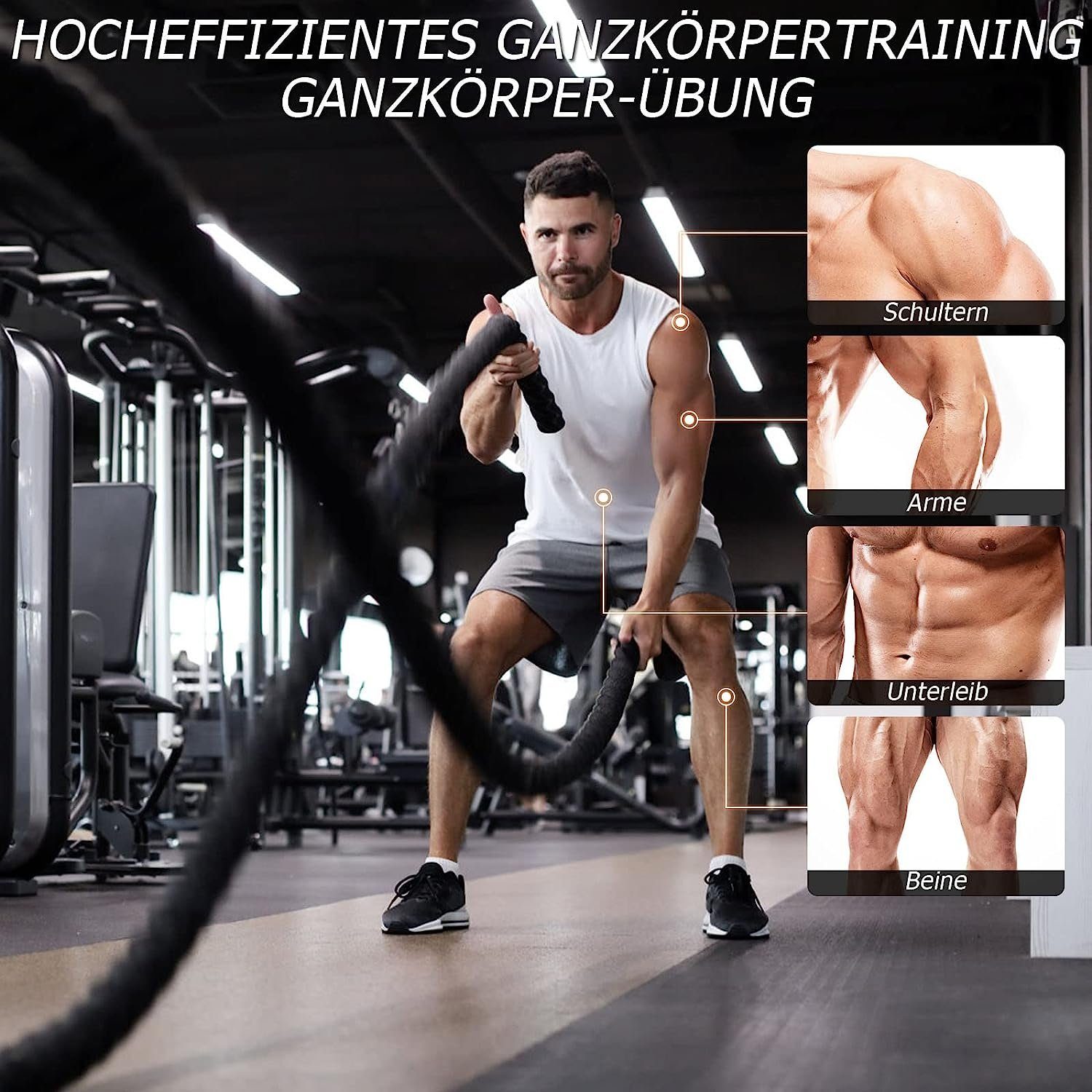 Fitnessseil Rope, Krafttraining für & Battle Sportseil KOMFOTTEU Muskelaufbau