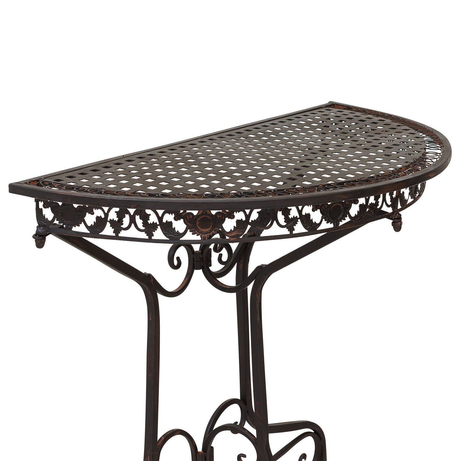 Aubaho Gartentisch Tisch Garten K halbrund Eisen Antik-Stil braun Gartentisch Balkontisch
