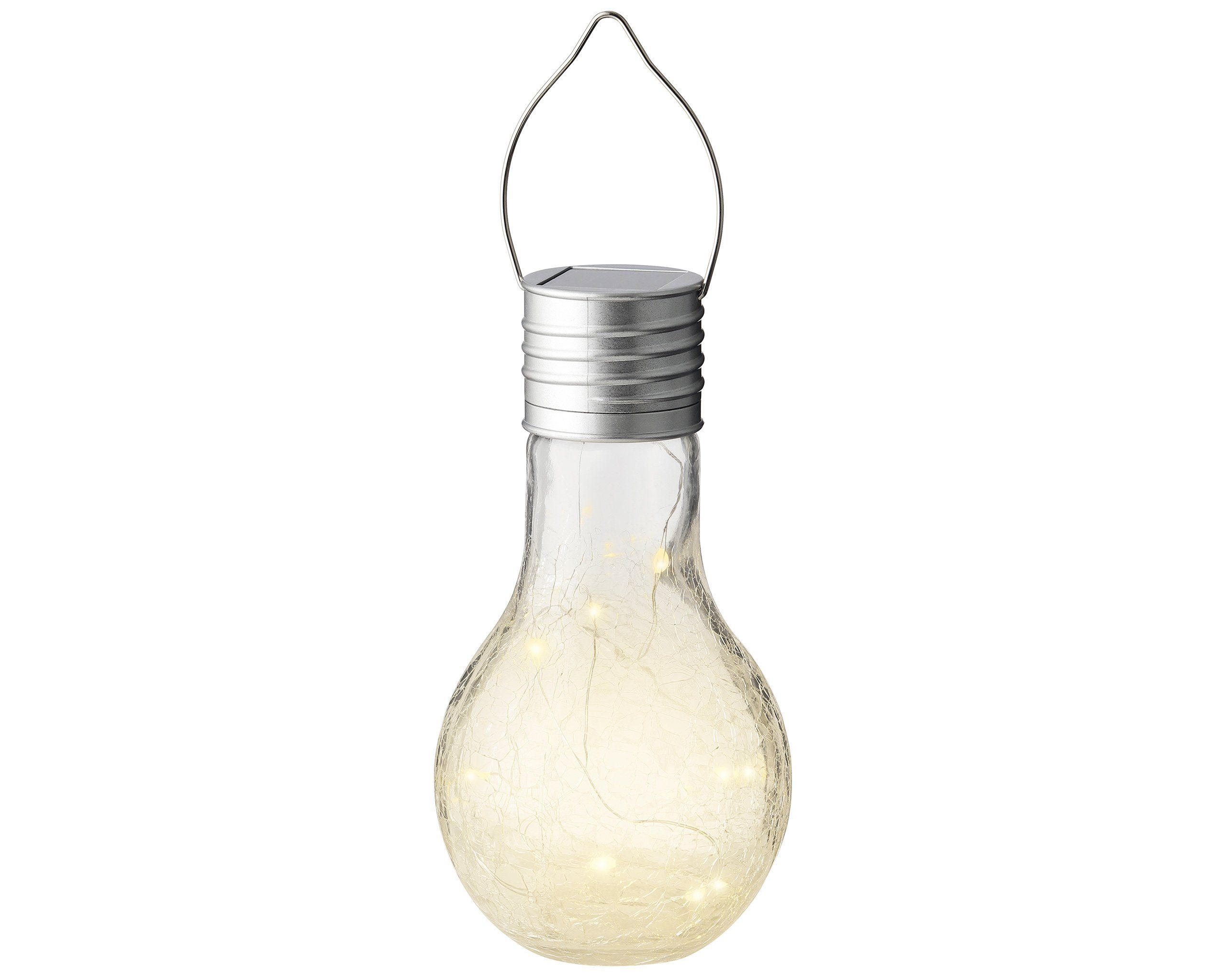 Lumineo LED Solarleuchte, Solar Glühbirne LED 9x17cm Gartenleuchte Warmweiß Birne Glas