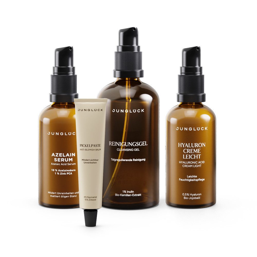 JUNGLÜCK Hautpflege-Set Unreine Haut Bestseller, 1-tlg., unsere beliebtesten Produkte für unreine und Ölige Haut